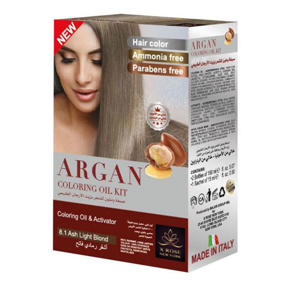 X-Rose Argan Oil Coloring kit Light Ash Blond 8.1