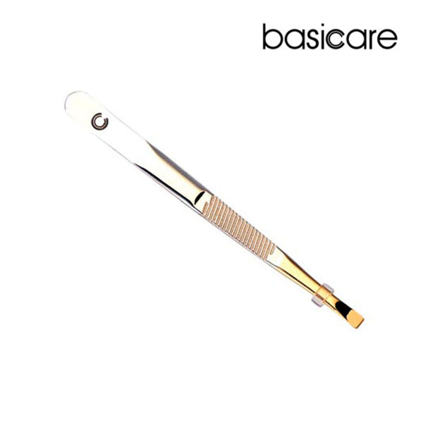 Picture of Basicare tweezer 1/2 gold blade 8.5cm - flat tip #1004