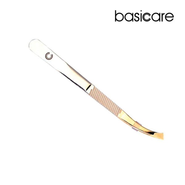 Picture of Basicare tweezer 1/2 gold blade 8.5cm - curved slant tip #1005